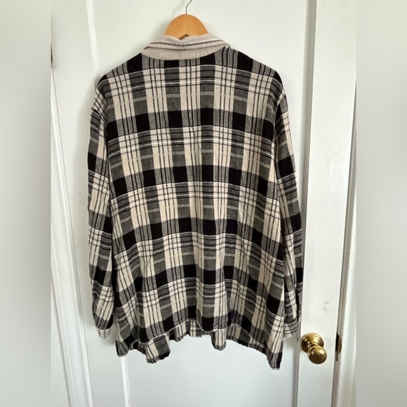 Linen Blend Womens Size 24W Studio Ease Woman Plaid Button Up Shirt Collar - Picture 3 of 9